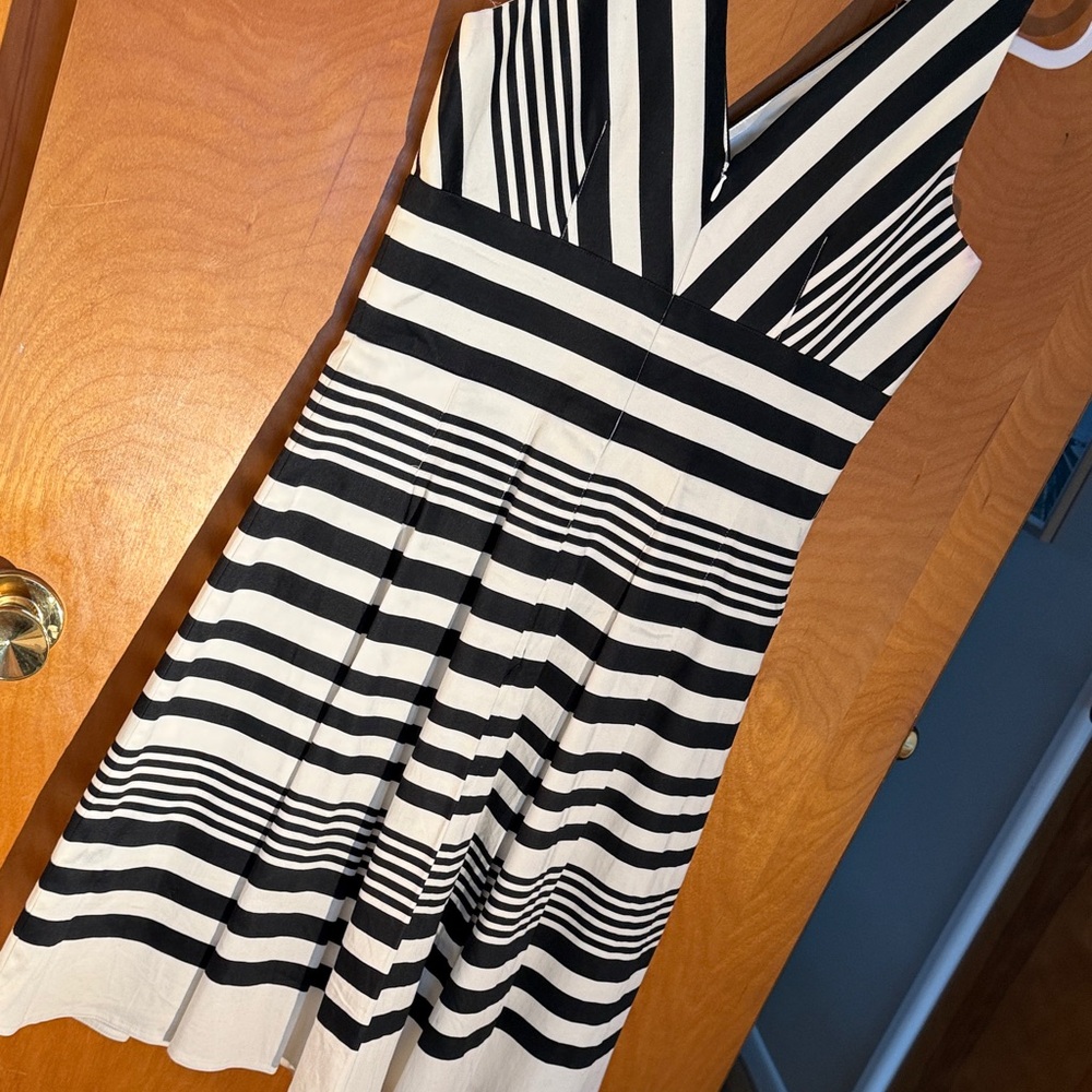 White House Black Market Black and White Striped Midi Dress - Picture 6 of 10